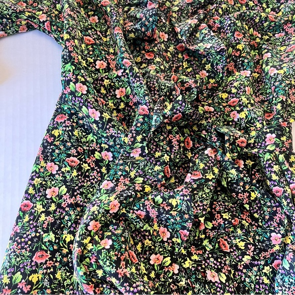 TopShop Green Floral Ruffle Wrap Dress Size 4 - Picture 8 of 8